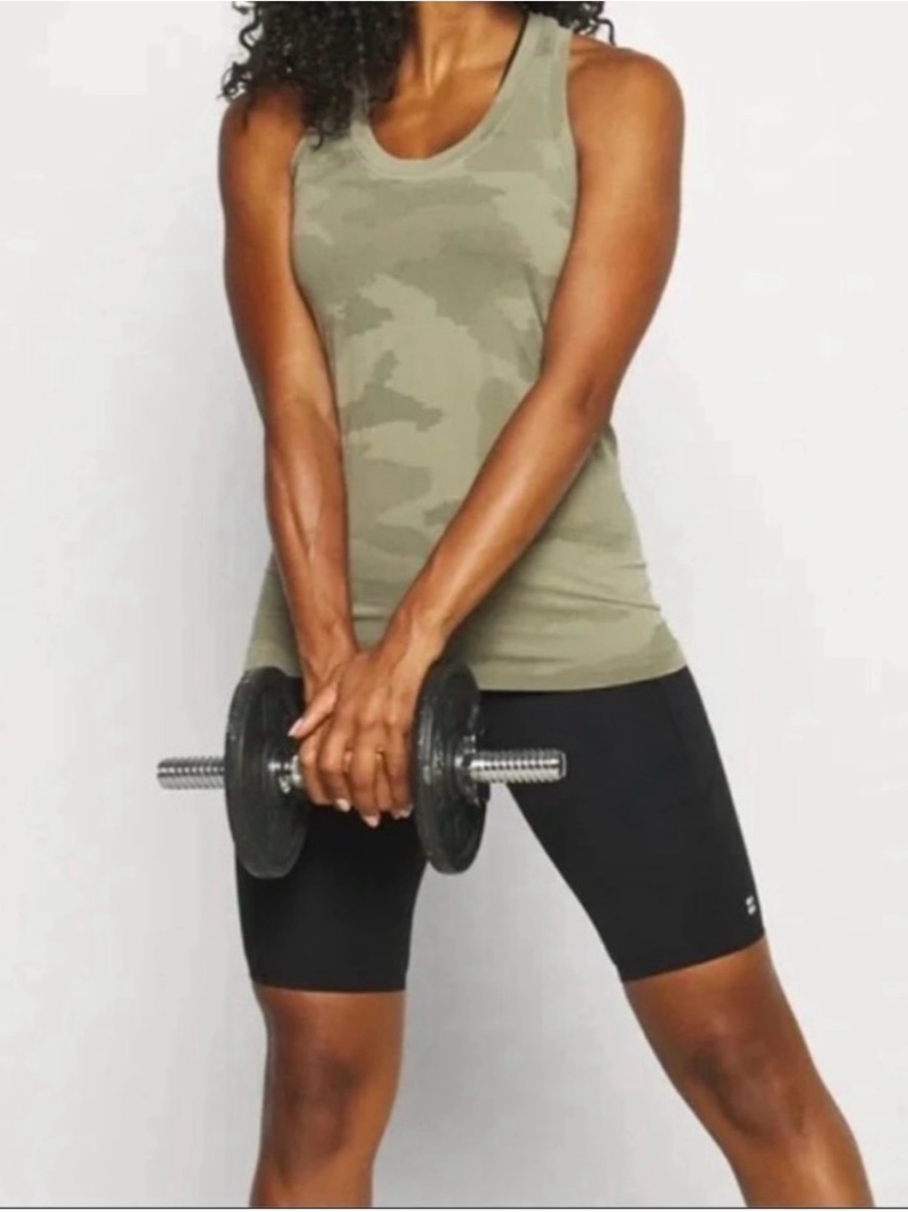 Athleta Momentum Camo Tank Top Women Small Gray Racerback Seamless Workout Gym